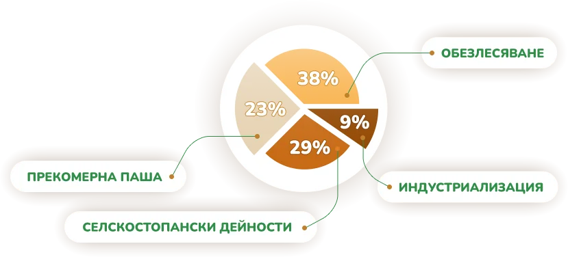 Графика на причините за деградация на почвата